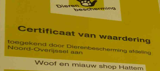 Woof en miauw shop: geen dieren, wel certificaat