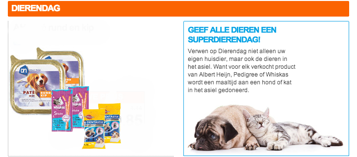 Maaltijd-voor-maaltijdactie Pedigree, Whiskas en AH