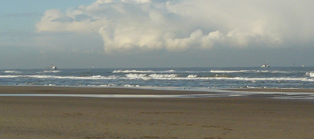 Paraffine korrels op strand tussen Katwijk en Wassenaar